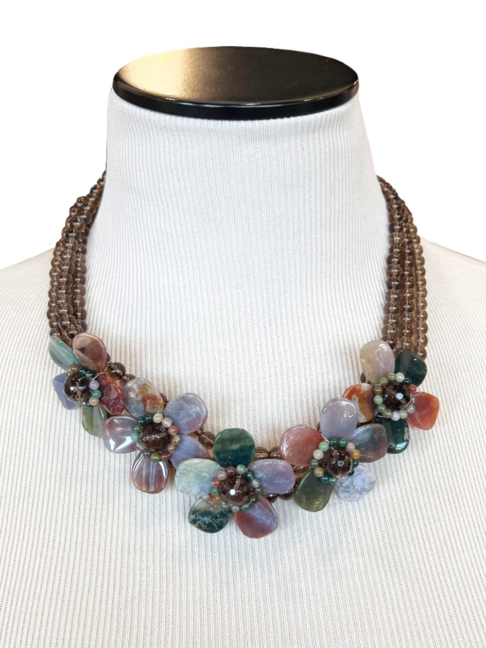 Artisan Stone Flower Choker Necklace